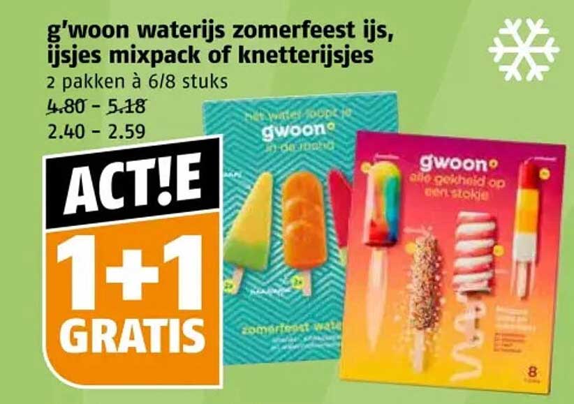 g'woon waterijs zomerfeest ijs, ijsjes mixpack of knetterijsjes