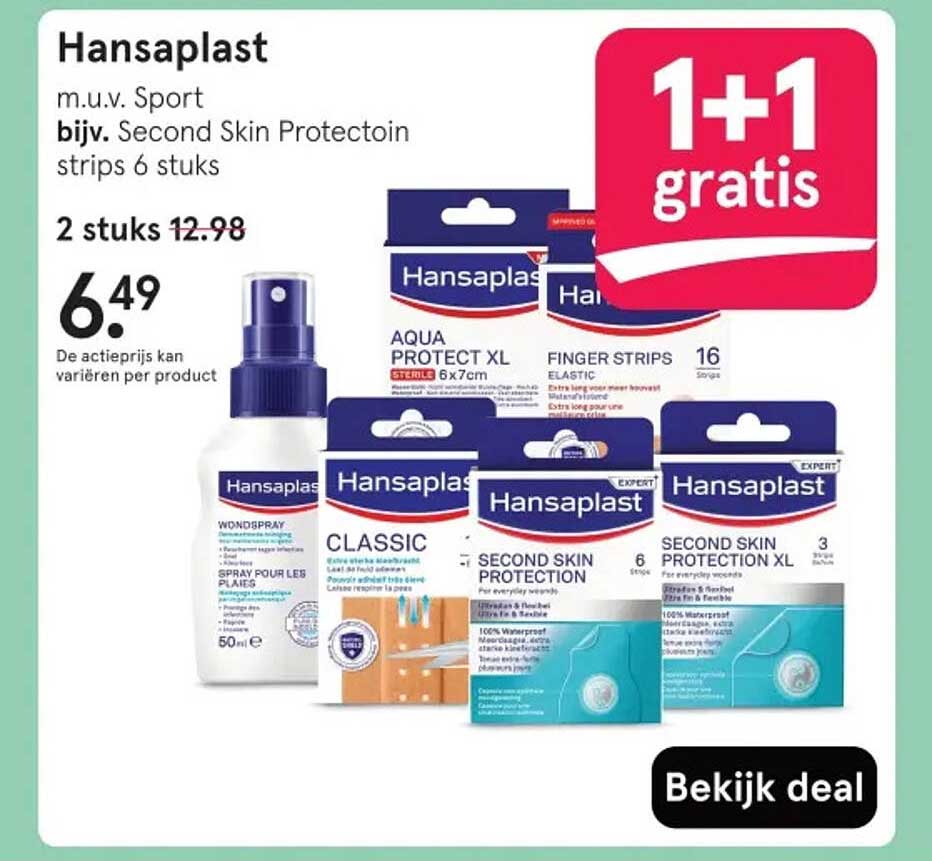 Hansaplast m.u.v. Sport bijv. Second Skin Protection strips 6 stuks
