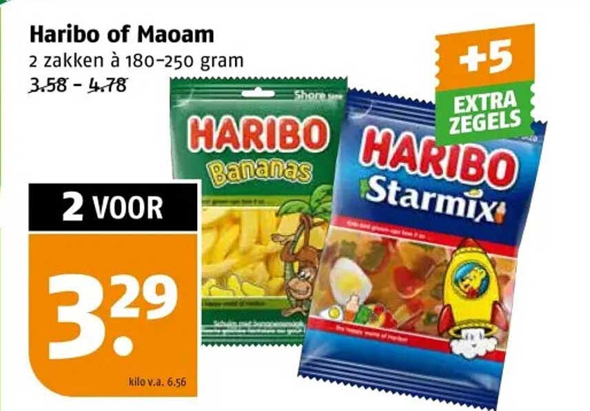 Haribo of Maoam - 2 zakken à 180-250 gram