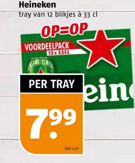 Heineken tray van 12 blikjes à 33 cl