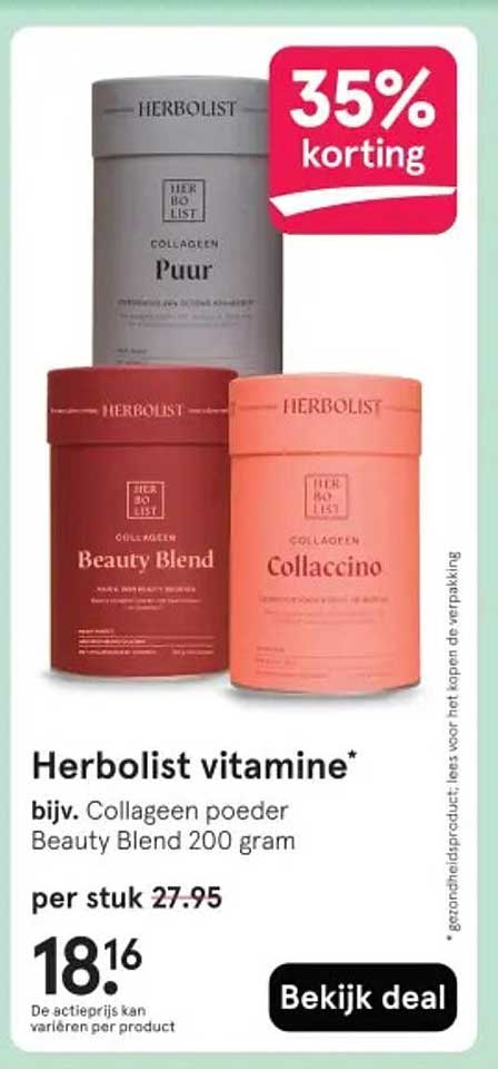 Herbolist vitamine* bijv. Collageen poeder Beauty Blend 200 gram