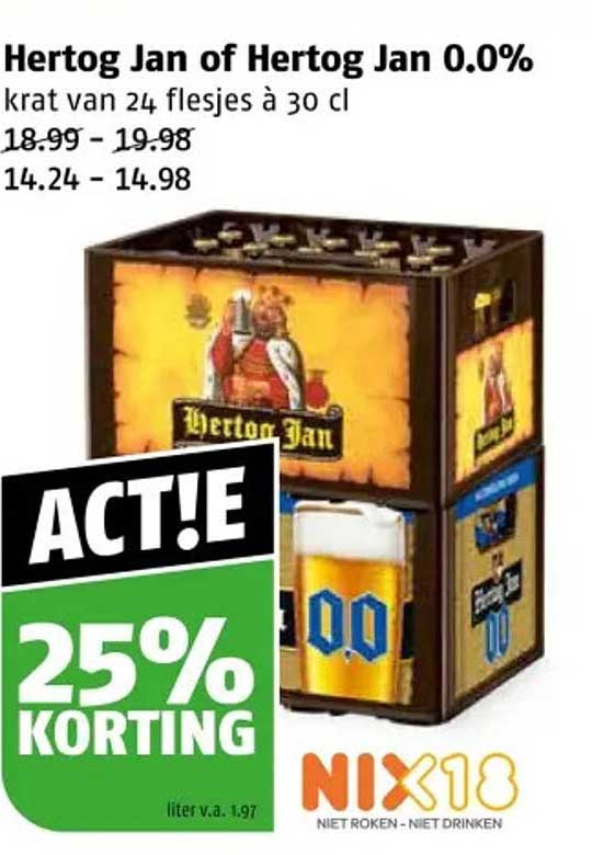 Hertog Jan of Hertog Jan 0.0% krat van 24 flesjes à 30 cl