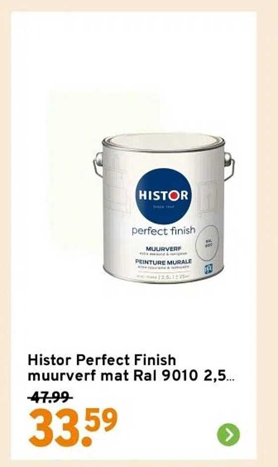 Histor Perfect Finish muurre verf mat Ral 9010 2,5...
