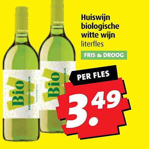 Huiswijn biologische witte wijn literfles