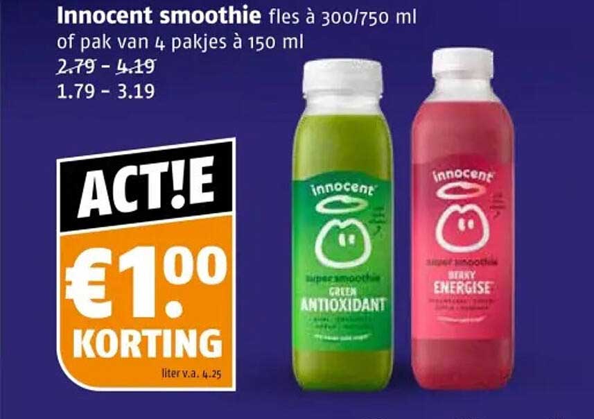 Innocent smoothie fles à 300/750 ml of pak van 4 pakjes à 150 ml