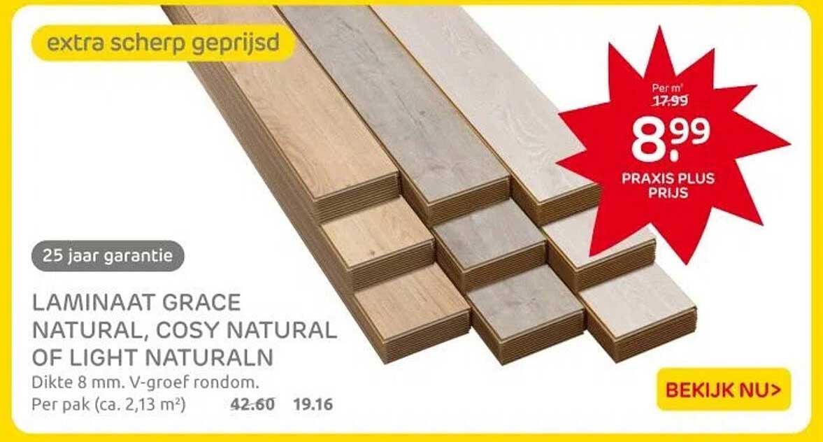 LAMINAAT GRACE NATURAL, COSY NATURAL OF LIGHT NATURALN