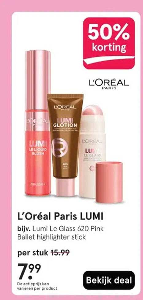 L’Oréal Paris LUMI bijv. Lumi Le Glass 620 Pink Ballet highlighter stick