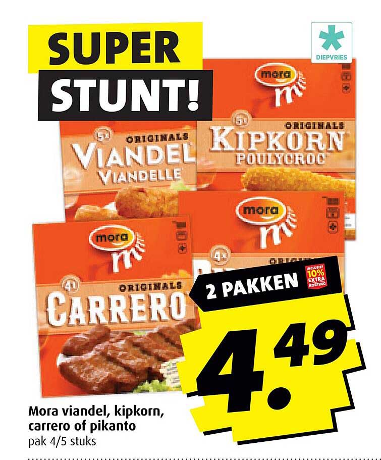 Mora viandel, kipkorn, carrero of pikanto pak 4/5 stuks