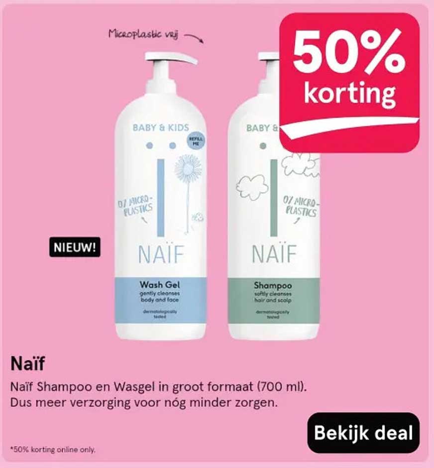 Naïf Shampoo en Wasgel in groot formaat (700 ml)