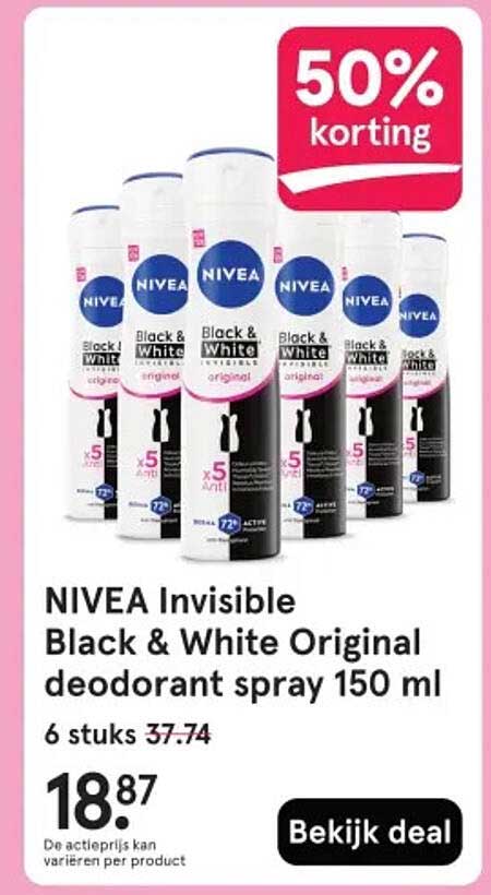 NIVEA Invisible Black & White Original deodorant spray 150 ml