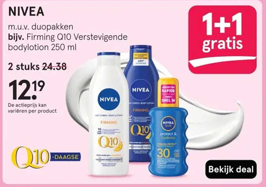 NIVEA m.u.v. duopakken bijv. Firming Q10 Verstevigende bodylotion 250 ml 2 stuks 24.38