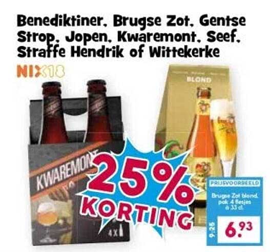NIX13: 25% Korting op geselecteerde bieren!