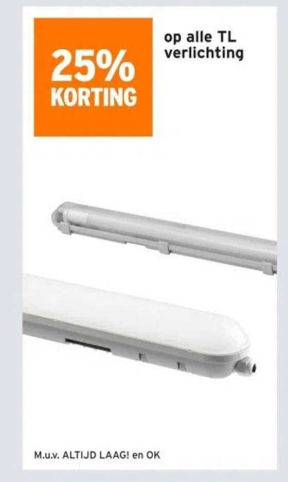 op alle TL verlichting