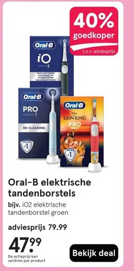 Oral-B elektrische tandenborstels bijv. iO2 elektrische tandenborstel groen