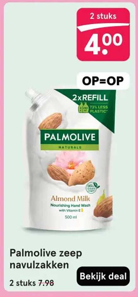 Palmolive zeep navulzakken 2 stuks 4,00