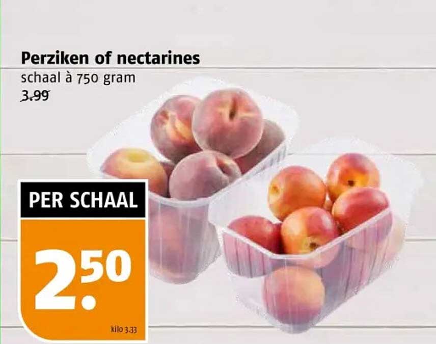 Perziken of nectarines schaal à 750 gram