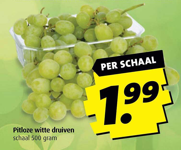 Pitloze witte druiven schaal 500 gram
