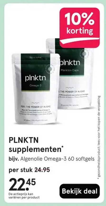 PLNKTN supplementen bijv. Algenolie Omega-3 60 softgels