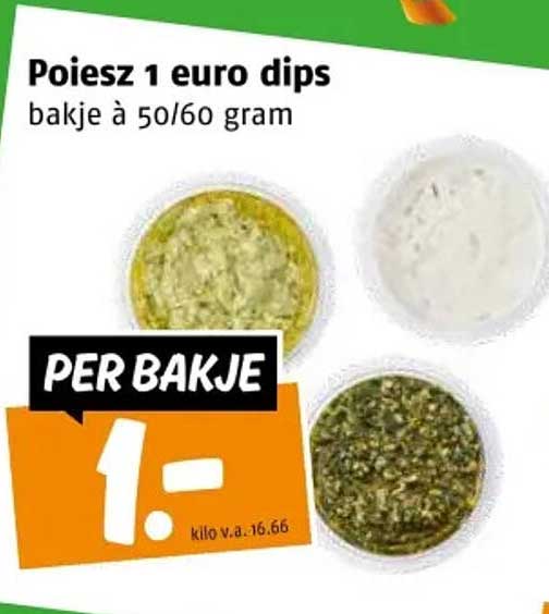 Poiesz 1 euro dips bakje à 50/60 gram