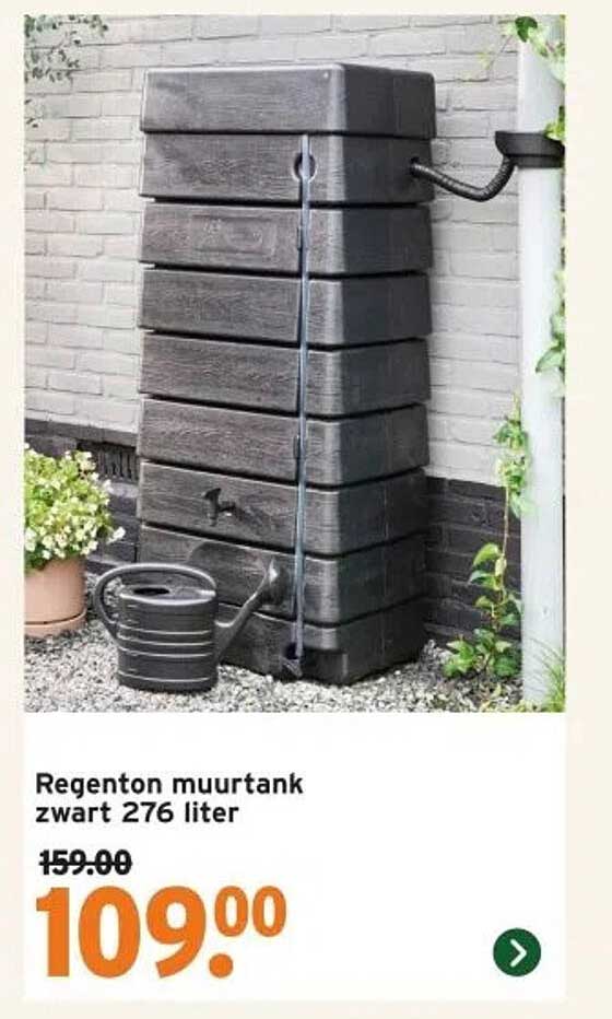 Regenton muurtank zwart 276 liter
