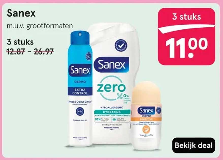 Sanex 3 stuks m.u.v. grootformaten