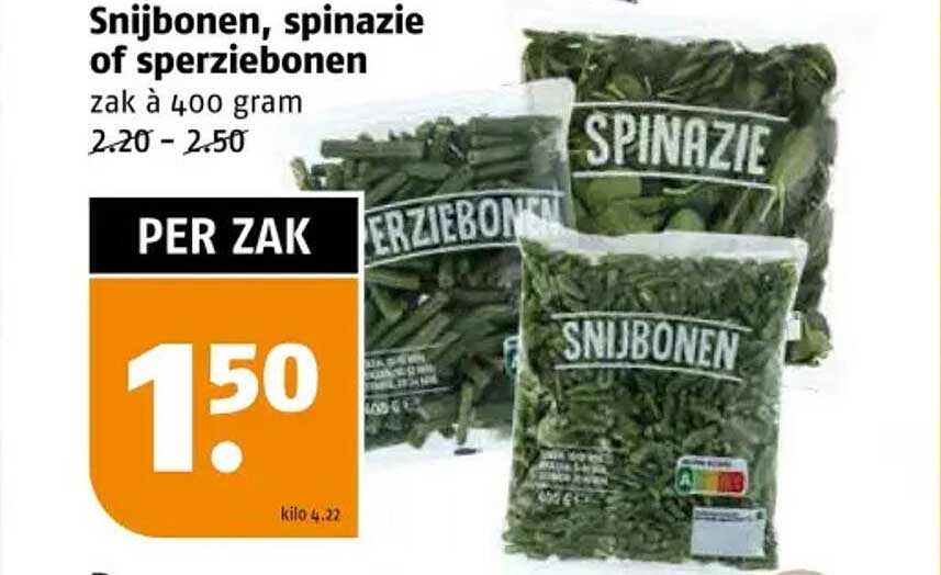 Snijbonen, spinazie of sperziebonen