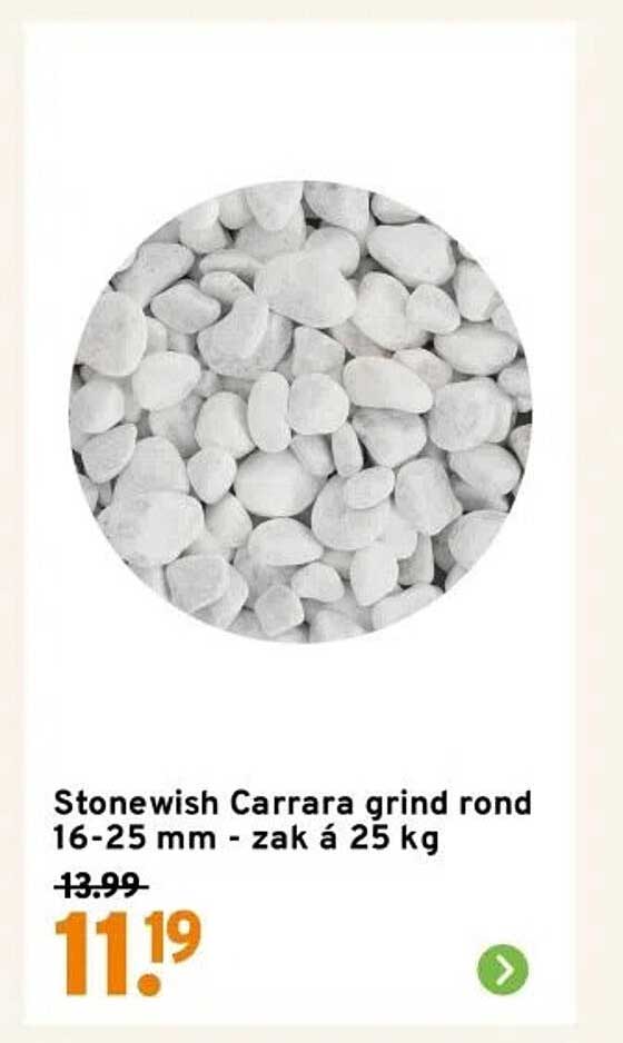 Stonewish Carrara grind rond 16-25 mm - zak á 25 kg