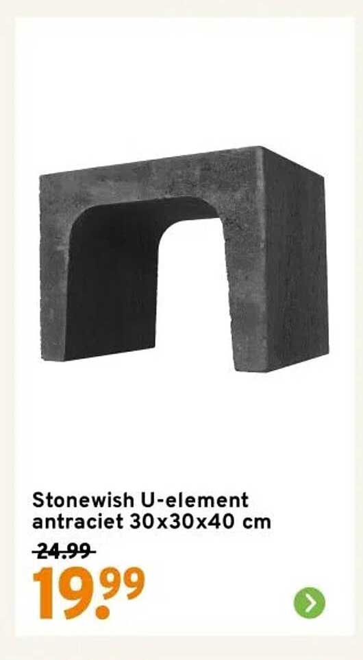 Stonewish U-element antraciet 30x30x40 cm