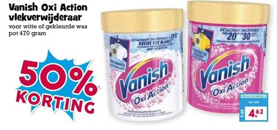 Vanish Oxi Action vlekverwijderaar voor witte of gekleurde was pot 470 gram
