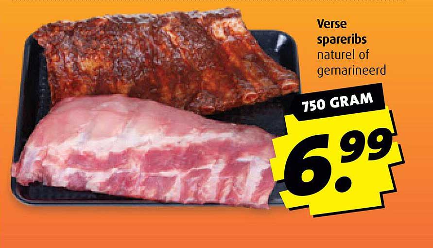 Verse spareribs natuurlijk of gemarineerd