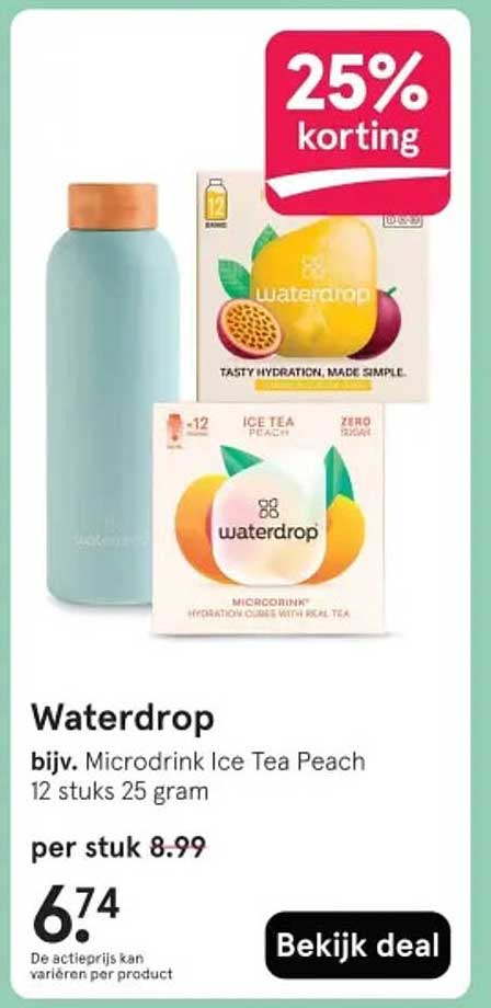 Waterdrop bijv. Microdrink Ice Tea Peach 12 stuks 25 gram