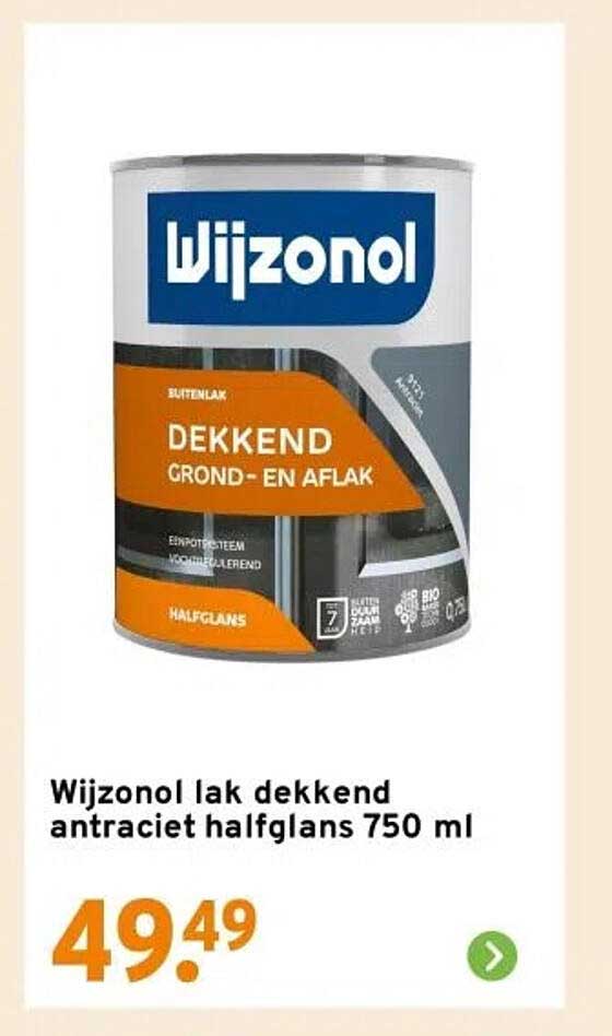 Wijzonol lak dekkend antraciet halfglans 750 ml