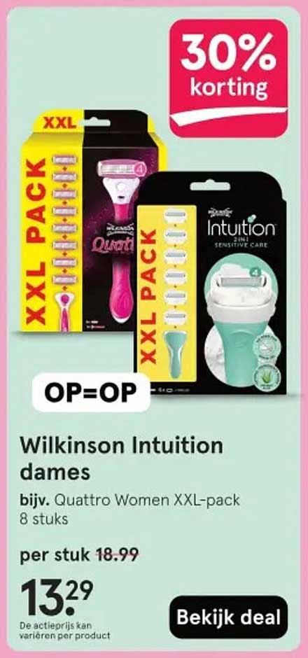 Wilkinson Intuition dames bijv. Quattro Women XXL-pack 8 stuks