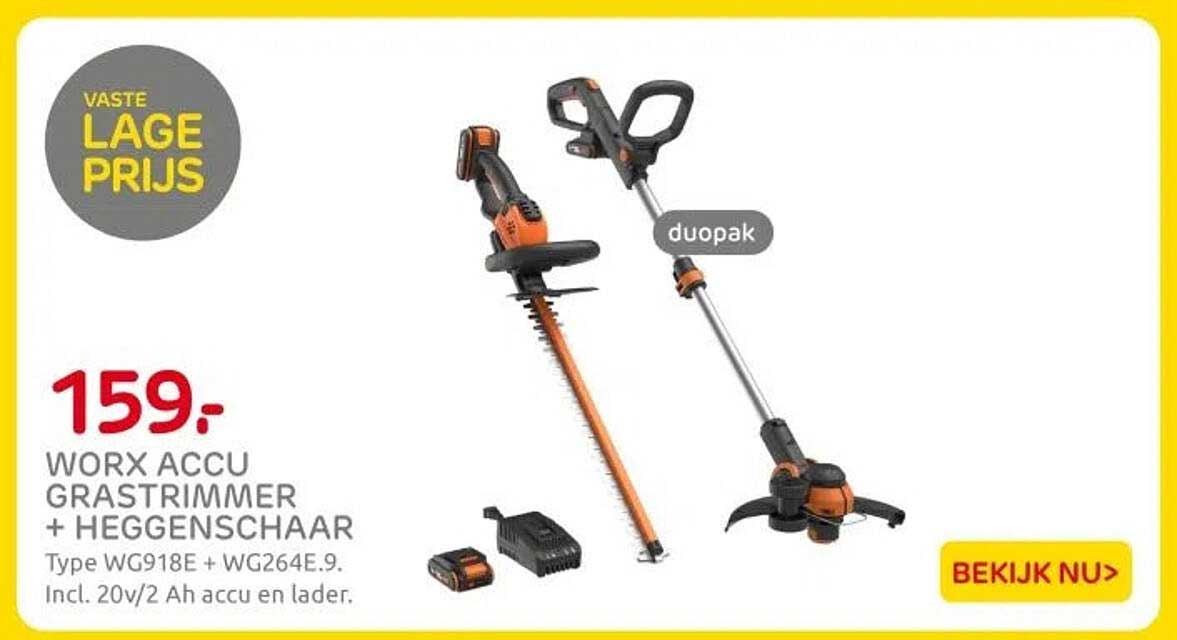 WORX ACCU GRASTRIMMER + HEGGENSCHAAR