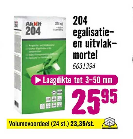 204 egalisatie- en uitvlak-mortel Laagdikte tot 3-50 mm
