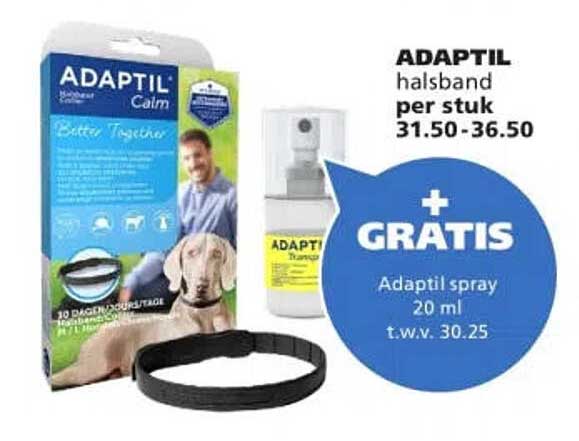 ADAPTIL halsband per stuk + GRATIS Adaptil spray 20 ml t.w.v. 30.25