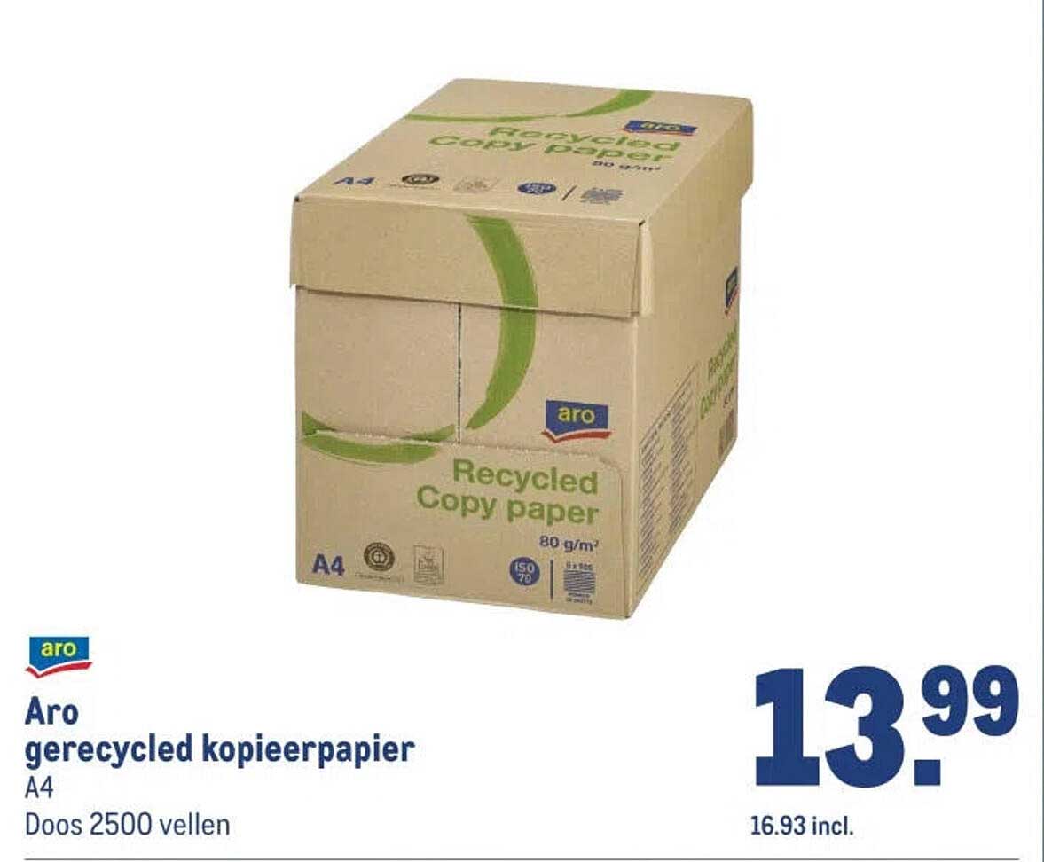 Aro gerecycled kopieerpapier A4 Doos 2500 vellen