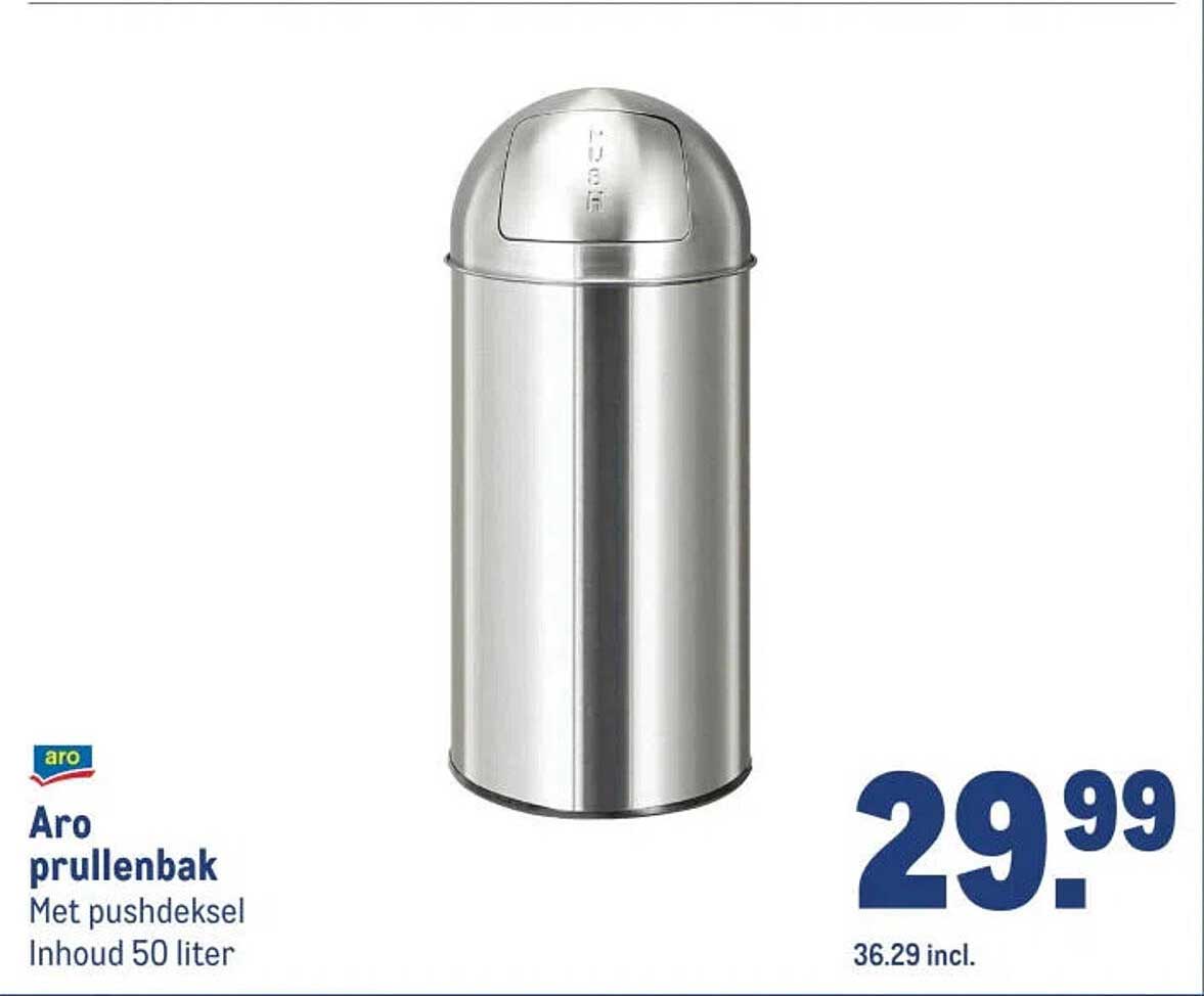 Aro prullenbak Met pushdeksel Inhoud 50 liter