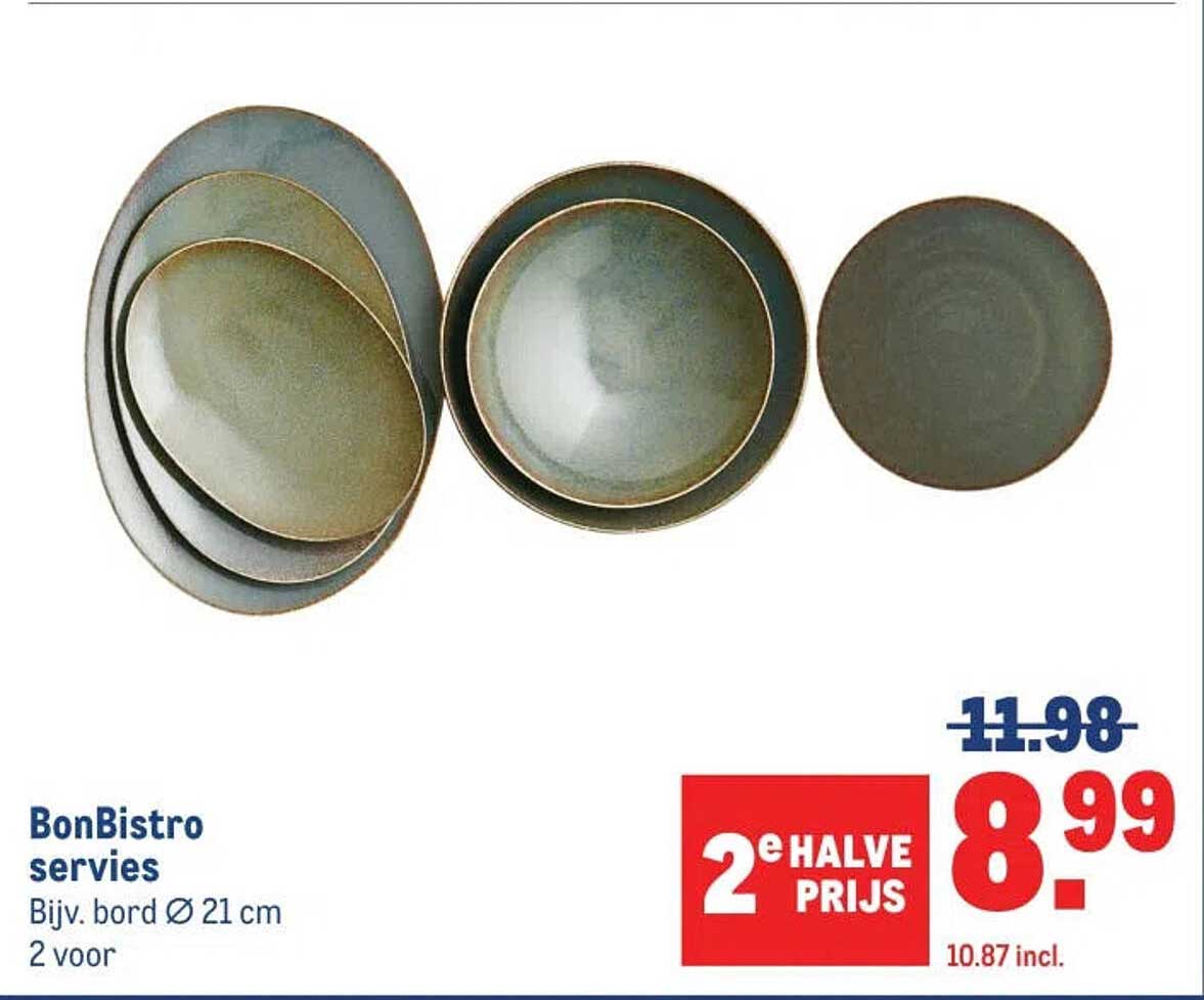 BonBistro servies Bijv. bord Ø 21 cm 2 voor 2e halve prijs