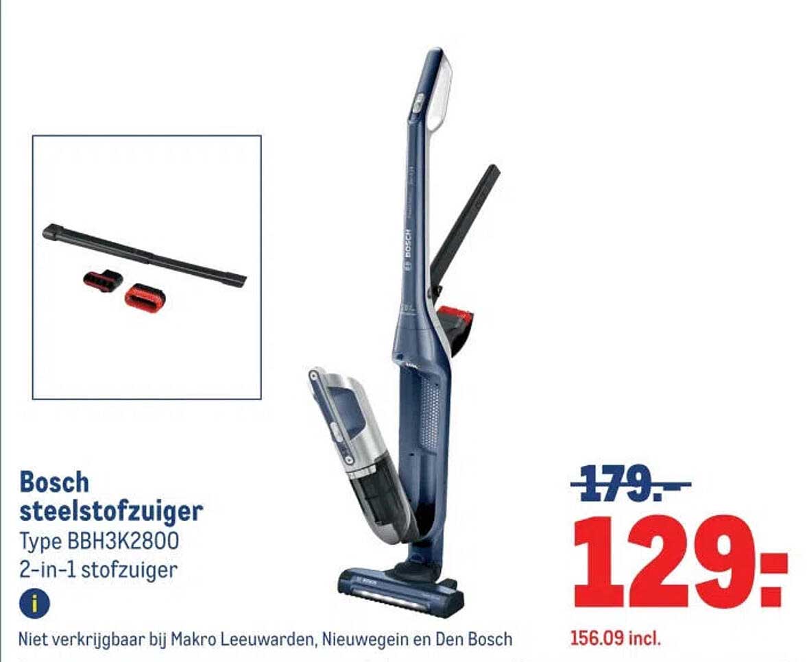 Bosch steelstofzuiger Type BBH3K2800 2-in-1 stofzuiger
