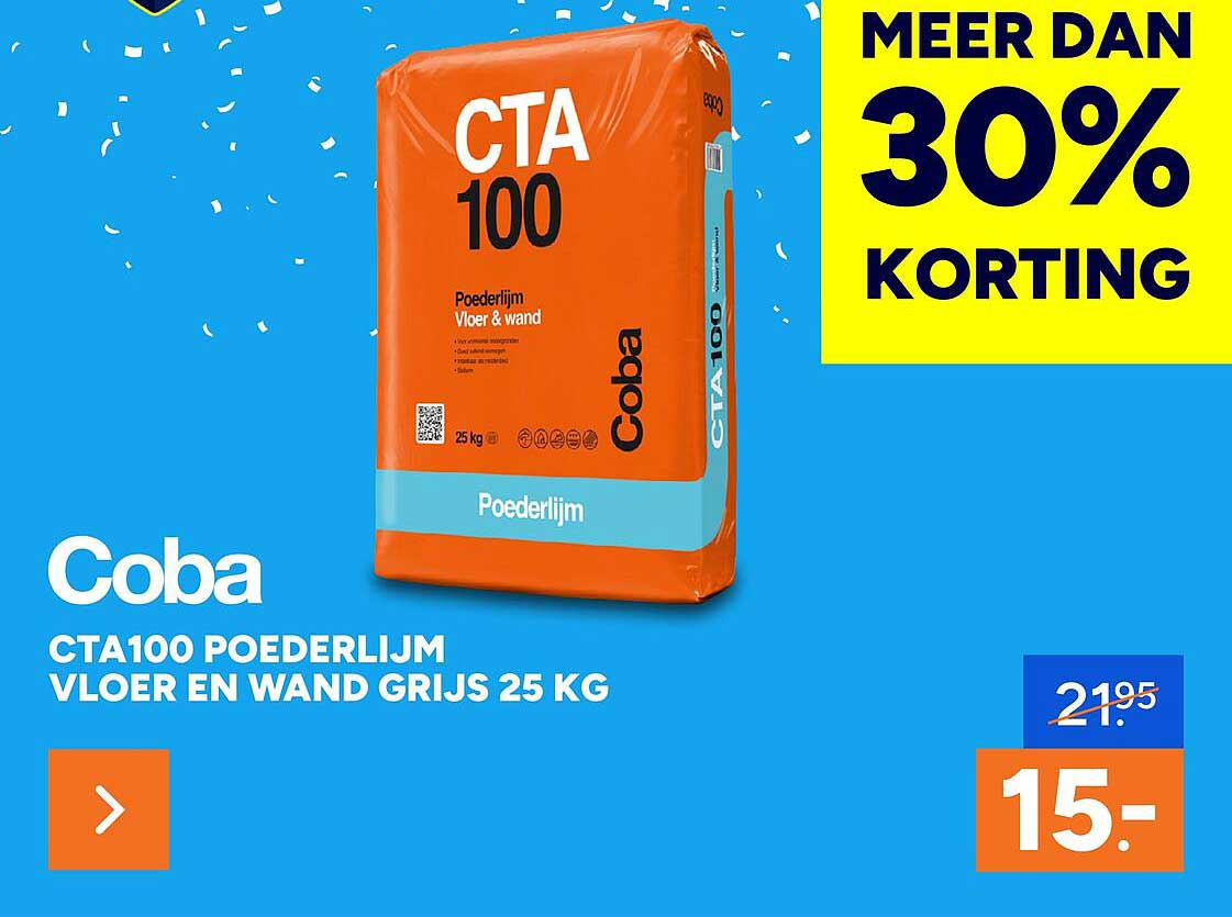 Coba CTA100 Poederlijm Vloer en wand grijs 25 kg