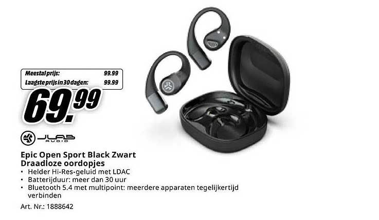 Epic Open Sport Black Zwart Draadloze oordopjes