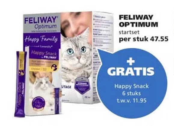 FELIWAY OPTIMUM startset per stuk 47.55 + GRATIS Happy Snack 6 stuks t.w.v. 11.95