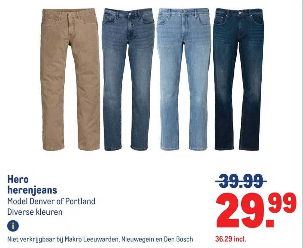 Hero herenjeans Model Denver of Portland Diverse kleuren