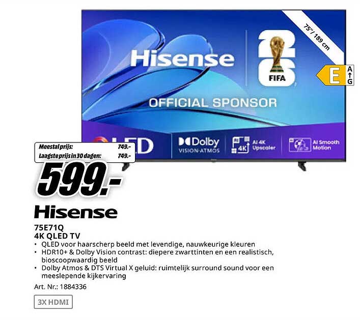 Hisense 75E71Q 4K QLED TV