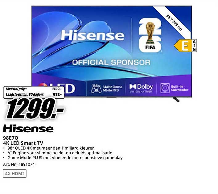 Hisense 98E7Q 4K LED Smart TV