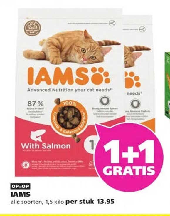 IAMS alle soorten, 1,5 kilo per stuk 1+1 GRATIS