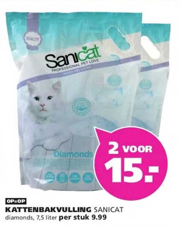 KATTENBAKVULLING SANICAT diamonds, 7,5 liter per stuk 2 voor 15,-