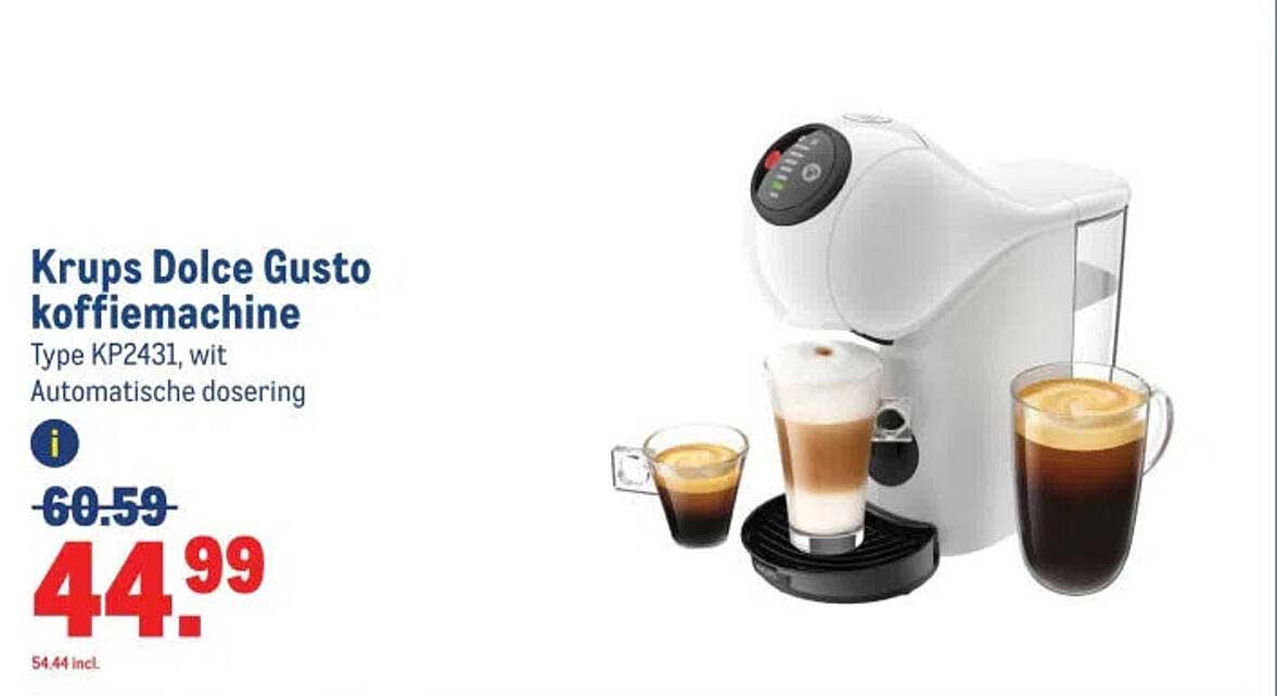 Krups Dolce Gusto koffiemachine Type KP2431, wit Automatische dosering
