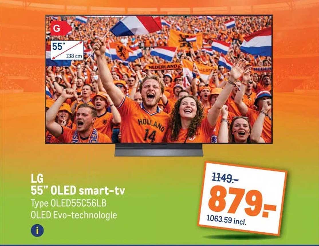 LG 55" OLED smart-tv Type OLED55C56LB OLED Evo-technologie